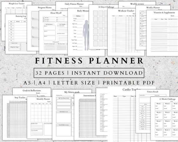 Fitness Planner Bundle: Workout Tracker, Health & Weight Loss (PDF)