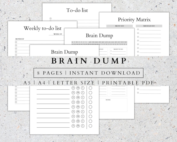 Brain Dump Journal Printable: Productivity & Thought Organizer (PDF)