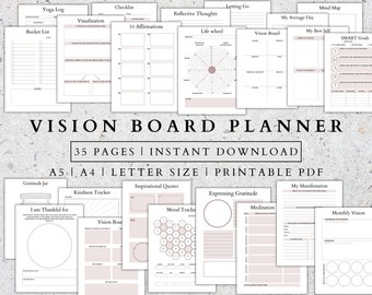 Vision Board Planner: 35 Printable Journaling Pages (PDF Download)