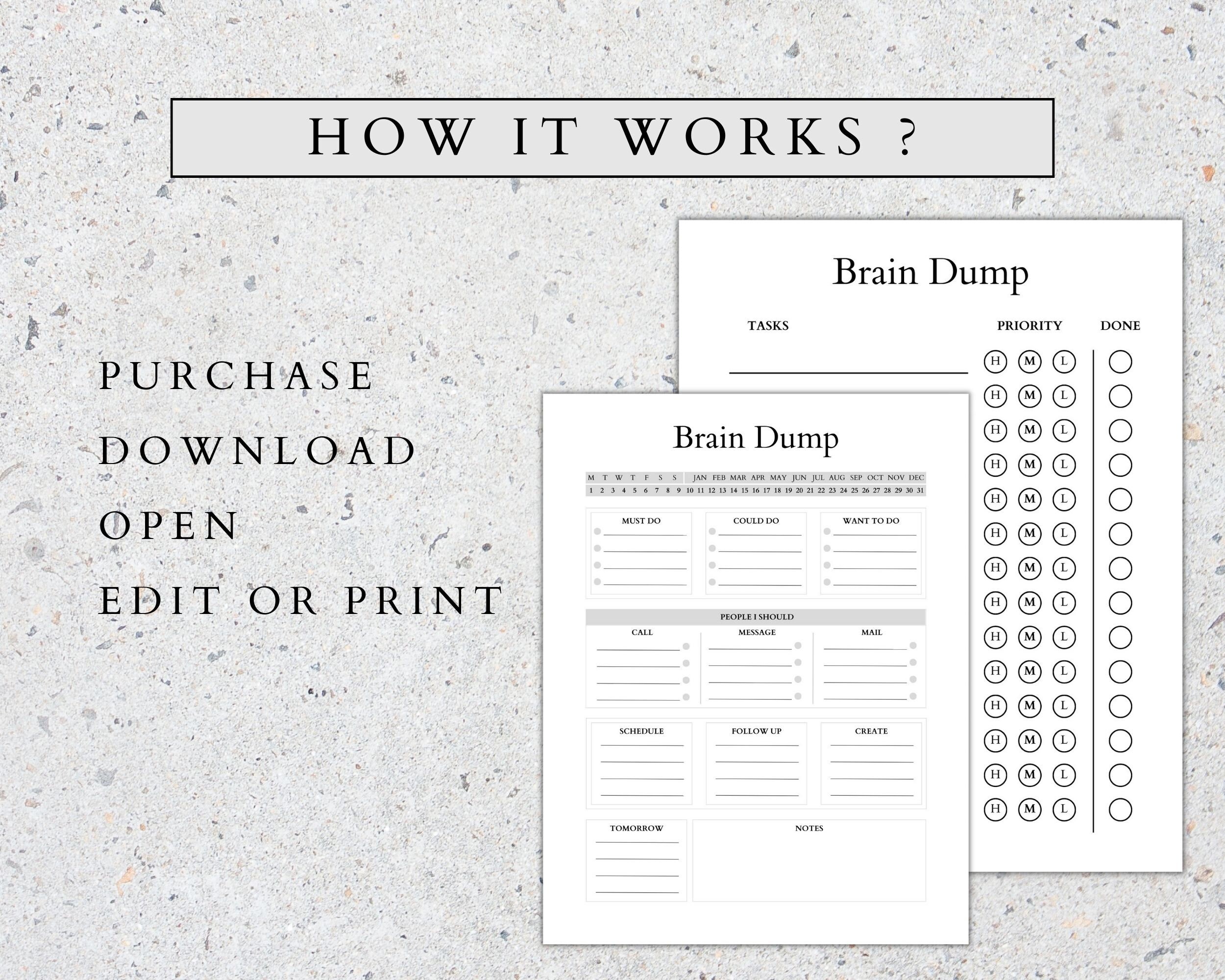 Brain Dump Journal Printable Productivity Planner ADHD Planner Pages ...