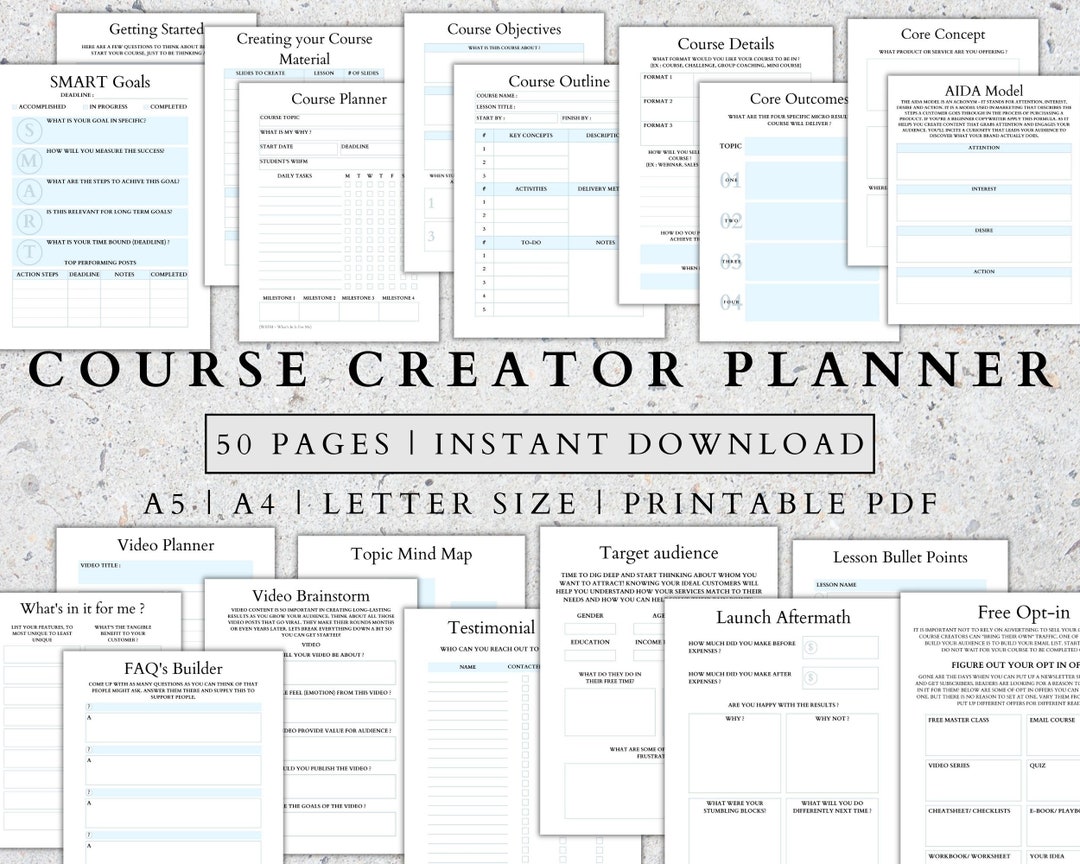 Online Course Planner: Course Creator Coaching Kit (PDF A5 A4) - Etsy