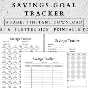 Printable Savings Tracker: Goal Planner, Emergency Fund (PDF)