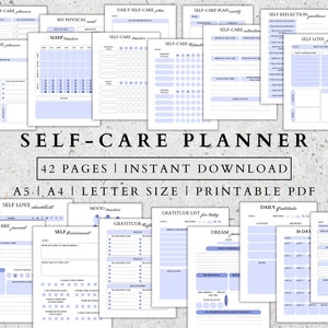 Self-Care Planner Printable Mental Health Worksheet Kit Wellness Planner Bundle Self-Love Journal Mood Tracker Mindfulness Journal Self-Care
