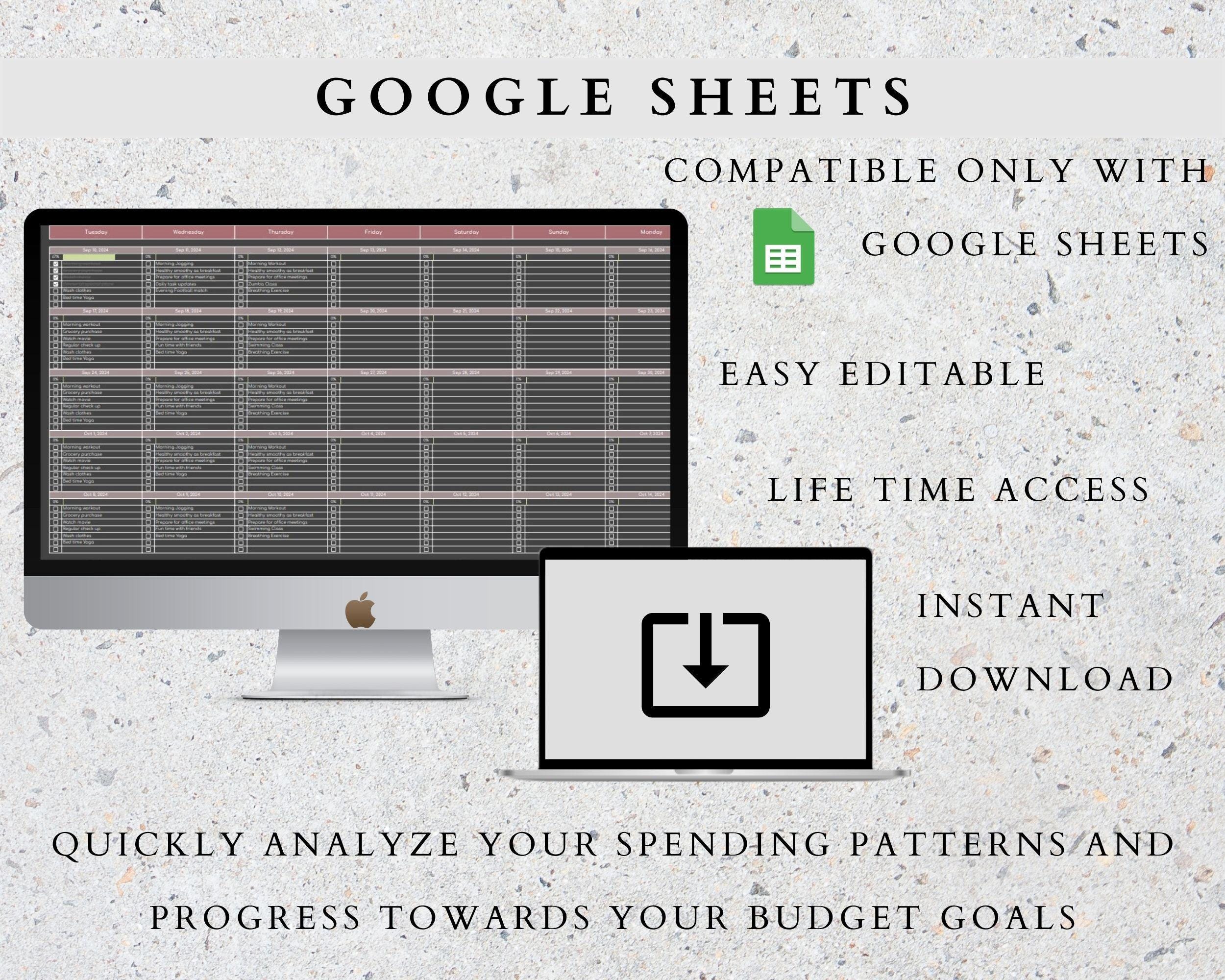 Monthly Budget Spreadsheet: Google Sheets Financial Planner (digital ...
