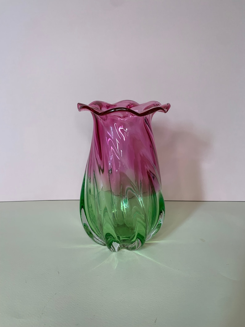 Vintage Teleflora watermelon Twist Vase Etsy