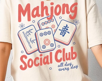 Mahjong Social Club Shirt, Mahjong Lover Gift, Cute Mahjong Tee, Retro Mahjong T-Shirt, Game Night Shirt, Mahjong Player Gift