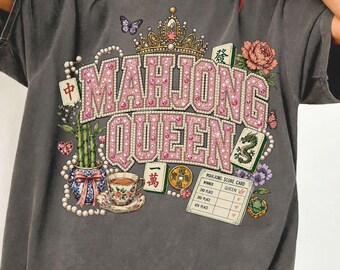 Mahjong Queen Shirt, Funny Mahjong T-Shirt, Mahjong Lover Gift, Game Night Tee, Cute Mahjong Player Shirt for Women