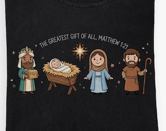 Christian Christmas Sweatshirt, Nativity Crewneck, Matthew 1:21 Religious Christmas Shirt