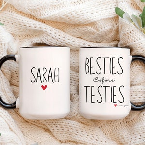 BESTIES BEFORE TESTIES regalo de mejor amiga con nombre personalizado, regalo de cumpleaños de bff, regalo de mejor amiga, regalos de amistad, regalos de mejor amiga, taza de mejor amiga