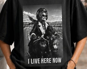 I Live Here Now Biker T-Shirt, Motorcycle Graphic Tee, Mindfulness Shirt, Vintage Rider Tee, Comfort Colors Shirt, Gift for Biker