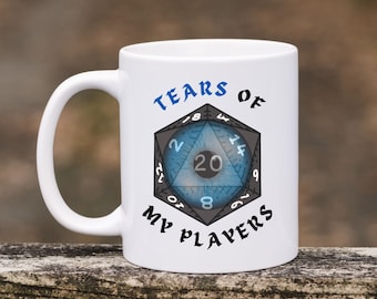 Lágrimas de mis jugadores, regalo de dados de mazmorras y dragones (D&D), taza de dados de D&D, taza de juego, regalo para Dungeon Master, juego de rol de mesa, taza de RPG, taza de D&D