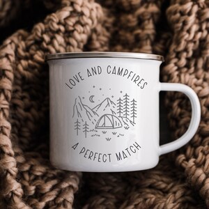 Personalized Wedding Camping Mug: Mr & Mrs Mountain Adventure Gift