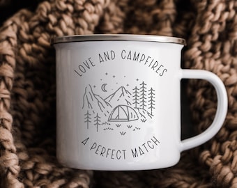 Personalized Wedding Camping Mug: Mr & Mrs Mountain Adventure Gift