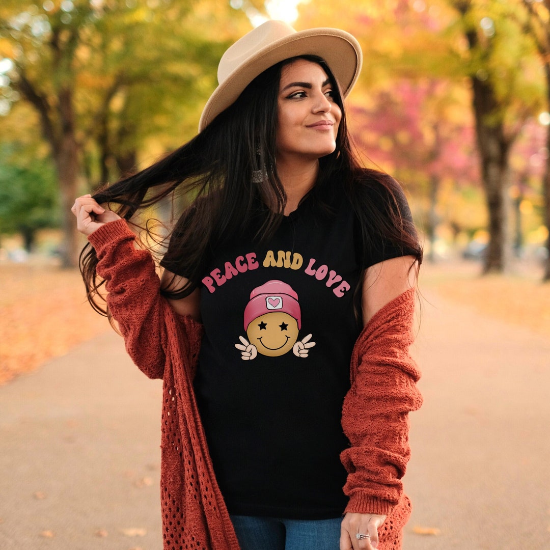 Camisa RETRO PEACE VALENTINE, camiseta con emoticonos, camisa Peace ...