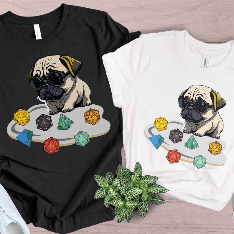 Rpg Pug PUG Dice Shirt, Dnd Dice Shirt, Dnd Shirt, Dice Shirt, Gaming Dice ...