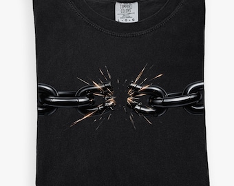 Broken Chain Graphic T-Shirt, Juneteenth Freedom Shirt, Break Free Tee, Dark Aesthetic Streetwear Unisex Graphic Tee