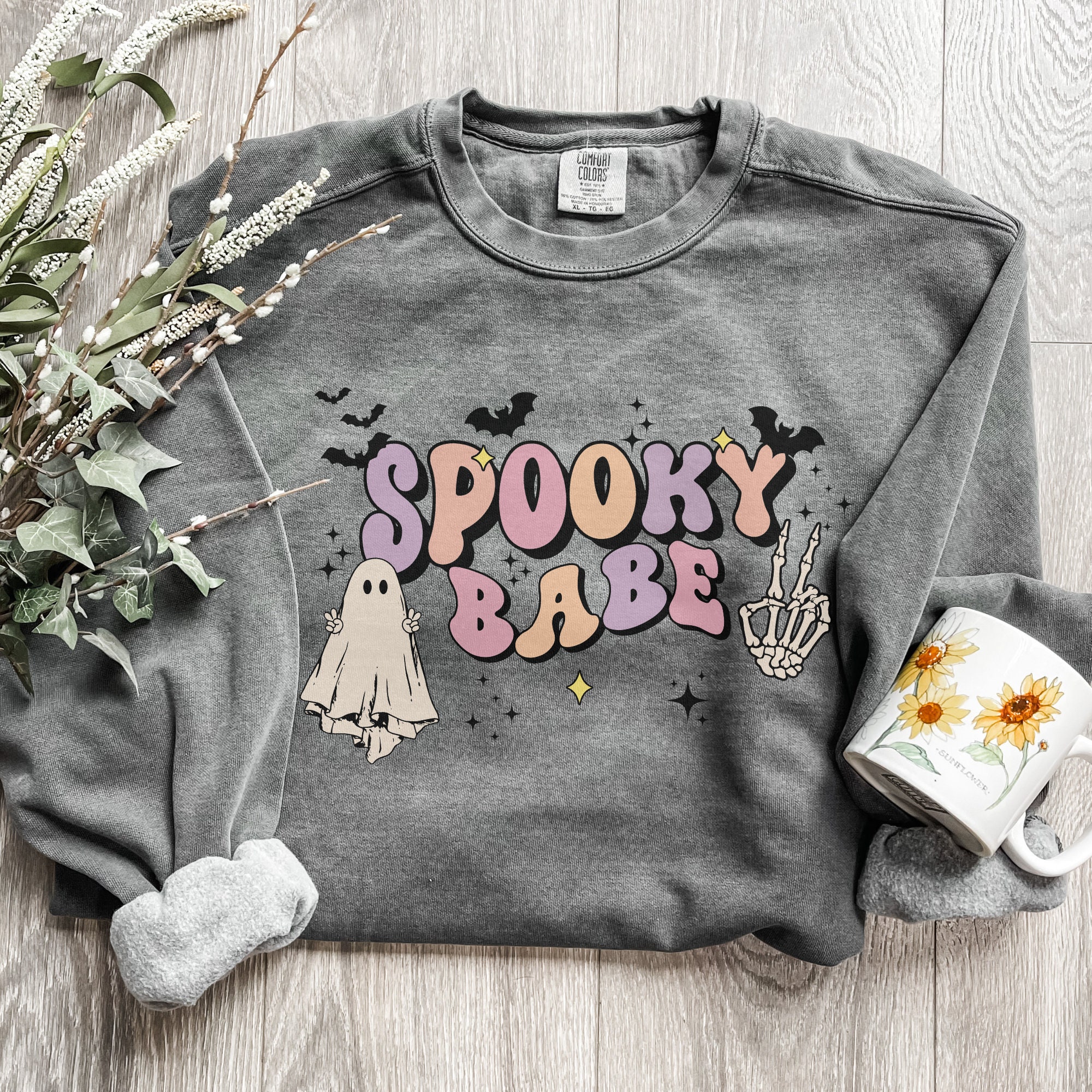 Discover SPOOKY BABE t shirt,  colours retro halloween shirt, halloween t shirt, skeleton hands shirt, retro ghost,  colours t shirt t