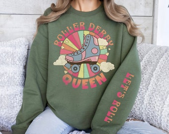 DERBY QUEEN SLEEVE design sweatshirt,Roller Derby,Roller Skating,Gifts,Derby,Gifts for Girls, Roller Derby sweatshirt, Derby queen shirt