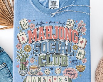 Mahjong Social Club Shirt, Mahjong Game Night Tee, Comfort Colors Mahjong T-Shirt, Cute Mahjong Sweatshirt, Gift for Mahjong Lover