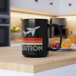 AIRPLANE PILOT Large Ceramic mug, AVIATOR Coffee Cup, Funny Pilot gift, Airplane mug, Pilot Christmas gift, Pilot training Black Mug, 15oz