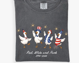 Red White and Honk Shirt, Funny Goose 250th Birthday of America Shirt, Patriotic Goose Tee, USA 1776 2026 Fourth of July Shirt
