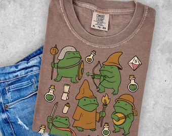 DnD dungeon frogs in wizardly costumes with the phrase i would like to rage, gift for rpg player, gamer shirt or DnD game lover