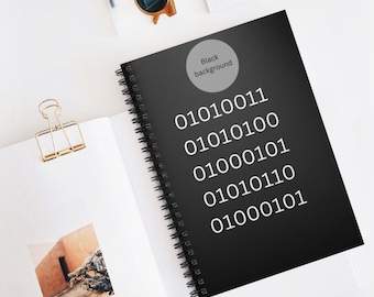 CUSTOM NAME in BINARY Code Journal, cadeau personnalisé informatique, -
