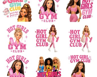 Hot Girl Gym Club PNG Bundle | Barbie Inspired Walking Club Designs | Pink Fitness PNGs for Shirts, Tumblers & Stickers | Instant Download