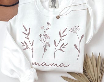 Floral Cottagecore Long Sleeve T-Shirt, Nature Lover's Tee, Spring Fashion, Boho Style, Botanical Shirt, Flower Shirt, Comfort Colors Flower