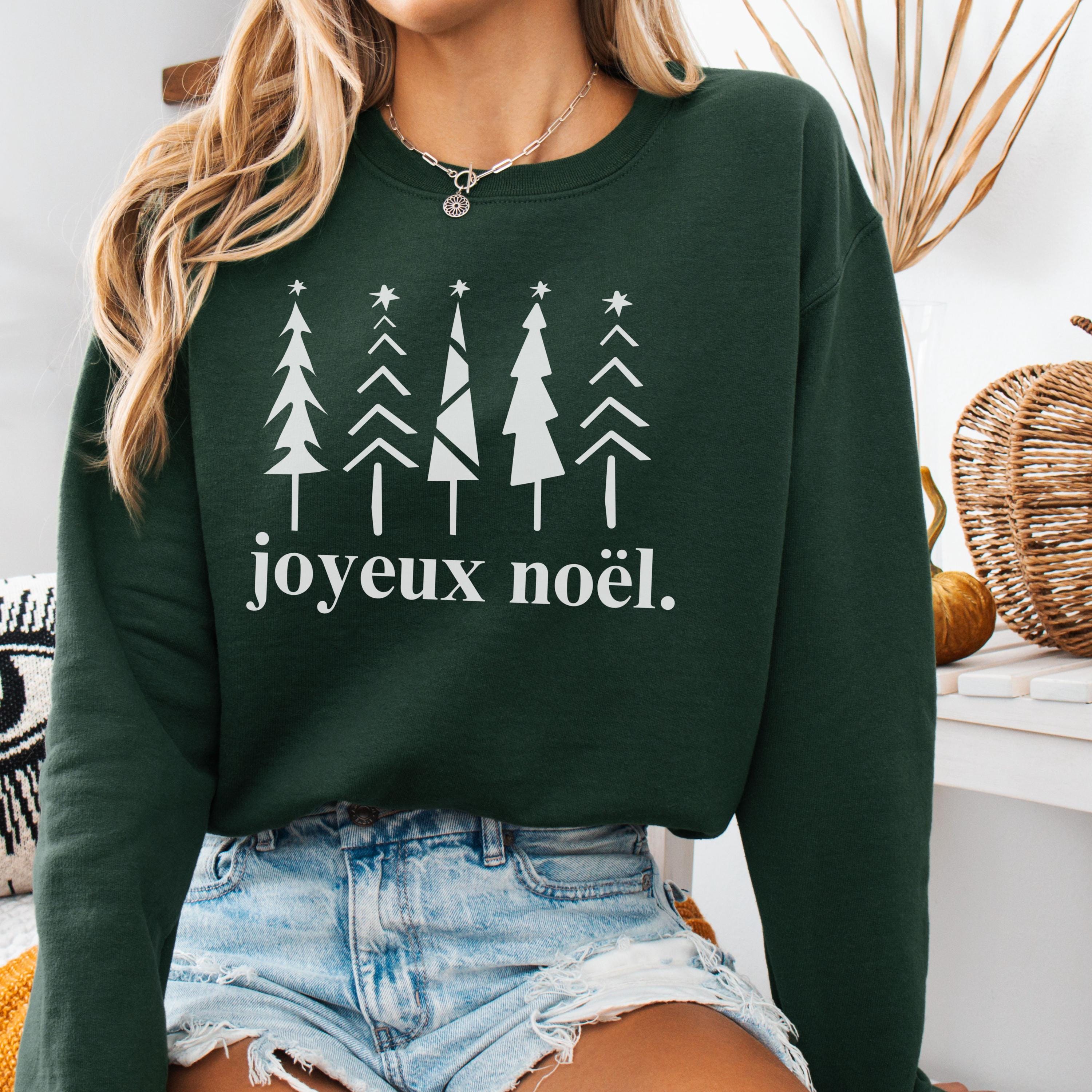 Girls Holiday Sweatshirt Joyeux Noel Sweatshirt Cardinal Red White