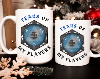 Lágrimas de mis jugadores, regalo de dados de mazmorras y dragones (D&D), taza de dados de D&D, taza de juego, regalo para Dungeon Master, juego de rol de mesa, taza de RPG, taza de D&D