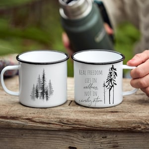 Explorer gift,Custom camping mug,Custom travel mug,Mountain design Outdoor enamel mug,Adventure coffee mug,Enamel mug,metal mug,Coffee mug