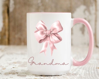 Tazza CUSTOM COQUETTE BOW per la festa della mamma, tazza regalo con nastro rosa, tazza personalizzata, regalo per la mamma, tazza, tazza Coquette con nome regalo per la festa della mamma