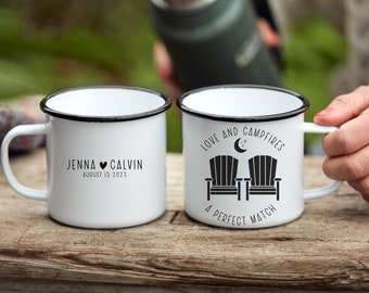 Taza de camping personalizada para bodas: regalo para novios