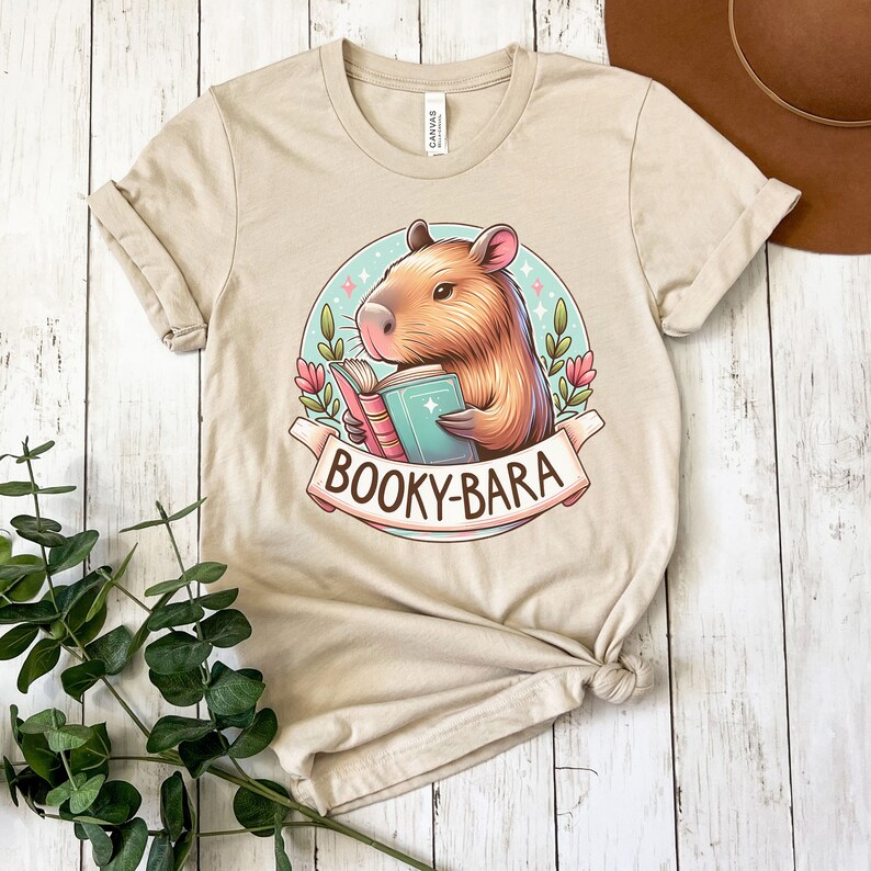 Rust Capybara BOOKY-BARA Tshirt, Capybara Reading Books Shirt, Gifts for Friends ...