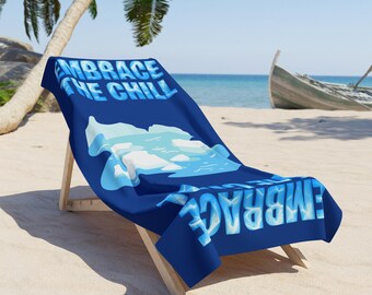 EMBRACE THE CHILL ice bath custom towel, breath work towel, wim hof method gift, Christmas gift for polar ice plunger, ice bath gift for him