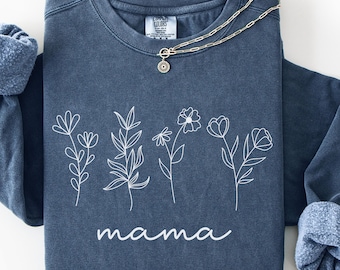 Floral Cottagecore Long Sleeve T-Shirt, Nature Lover's Tee, Spring Fashion, Boho Style, Botanical Shirt, Flower Shirt, Comfort Colors Flower