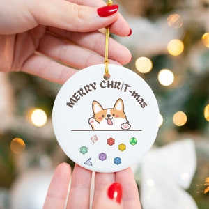 DUNGEONS and DRAGONS Corgi ornament, DND gamer ornament, dungeons and dragons gift, critical role, rpg Christmas gift, rpg gaming  Christmas
