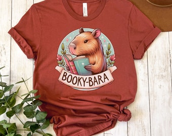 BOOKY-BARA tshirt, Capybara reading books shirt, Gifts for Friends, Cute Capybara Tshirt, Capybara shirt, funny Capybara shirt, animal lover