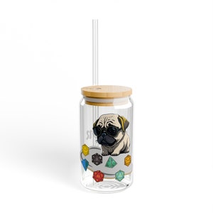 DND PUG custom name sipper glass, DND gift, role play mug, critical role gift, gift for her, gift for him, gamer gift, personalized gift image 7