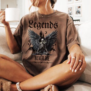 LEGENDS NEVER DIE vintage comfort colours shirt, Castle Core shirt, gothic t shirt, Retro Medieval Y2k Tshirt, Dreamy Abstract Art, Dragon