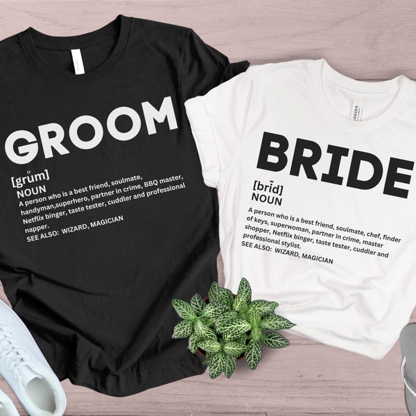 BRIDE GROOM SHIRTS, Honeymoon Shirts, Organic Cotton Just Married Wifey Hubby Shirts Set, Short Sleeve Matching Shirts Gift For Couples