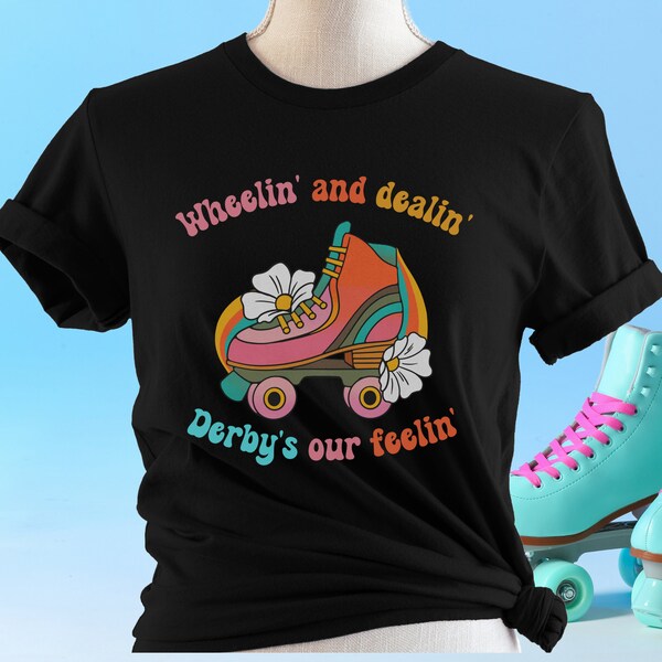 Wheelin and Dealin, Vintage Roller Shirt,Rainbow Roller Shirt,Roller Skate shirt,Retro Roller Shirt,Skating Shirt,roller skating tee,skate t