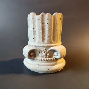 Hand-Painted Small Concrete Roman Column Pot | Antique Vintage Small Greek/Roman Planter | Vase Holder Succulents Cacti | Wedding Gift Decor