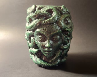 Concrete Medusa Head Planter | Greek Mythology Gorgon Succulent Vase Flower Pot | Unique Gothic