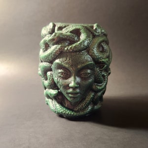 Hand-Painted Concrete Medusa Head Planter | Small Greek Mythology Gorgon Succulent Vase Flower Pot | Unique Gothic