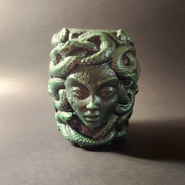 Concrete Medusa Head Planter | Greek Mythology Gorgon Succulent Vase Flower Pot | Unique Gothic