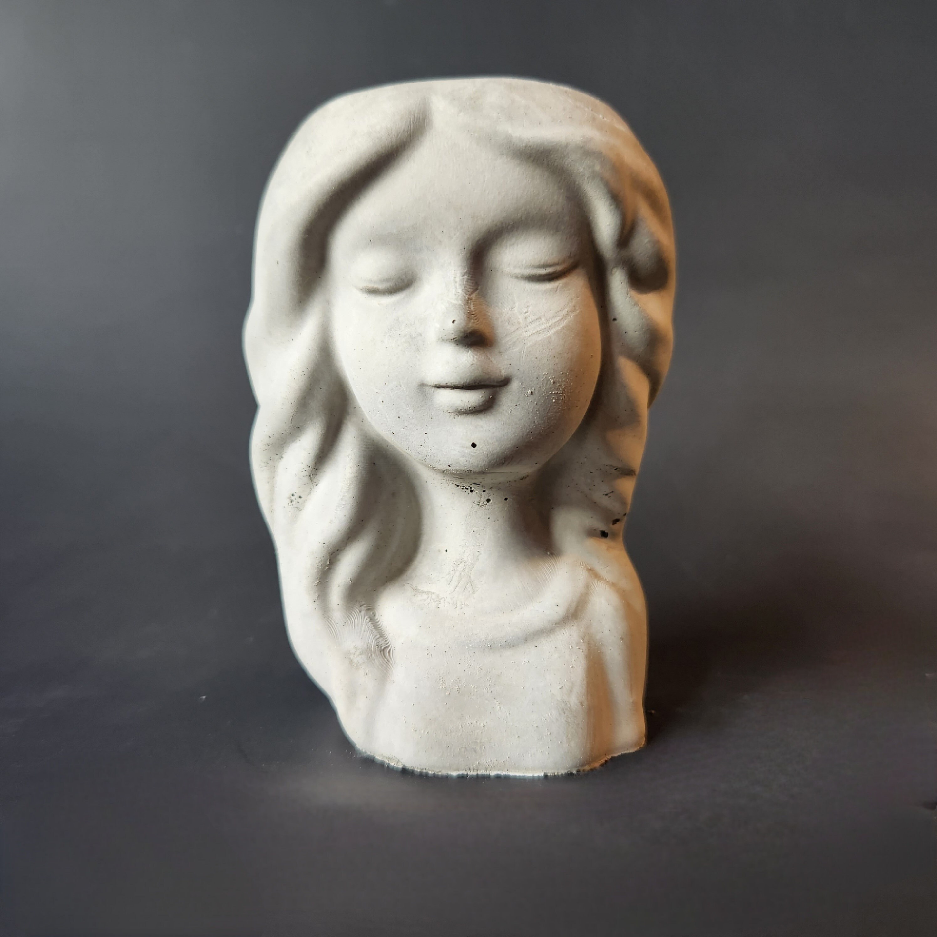 Small Hand-painted Concrete Young Maiden Planter Pot | Girl Angel