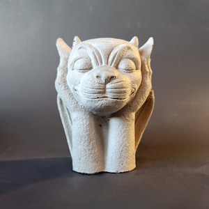 Concrete Gargoyle Planter | Head Planter Pot | Hear No Evil | Table Decor | Stone Statue Gothic