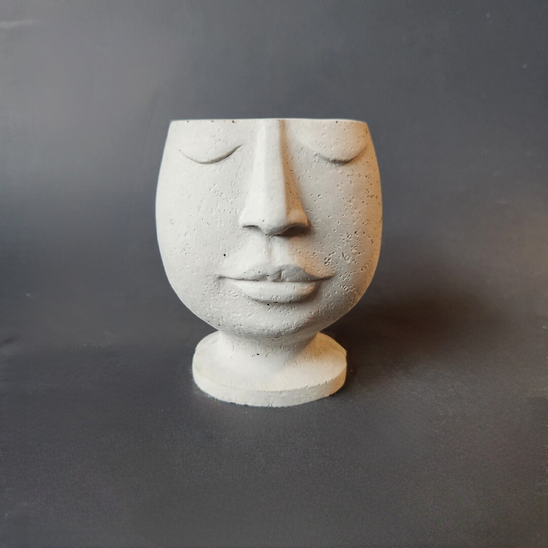 Concrete Face Planter Pot Zen Head Flower Pots for Indoor and Outdoor
